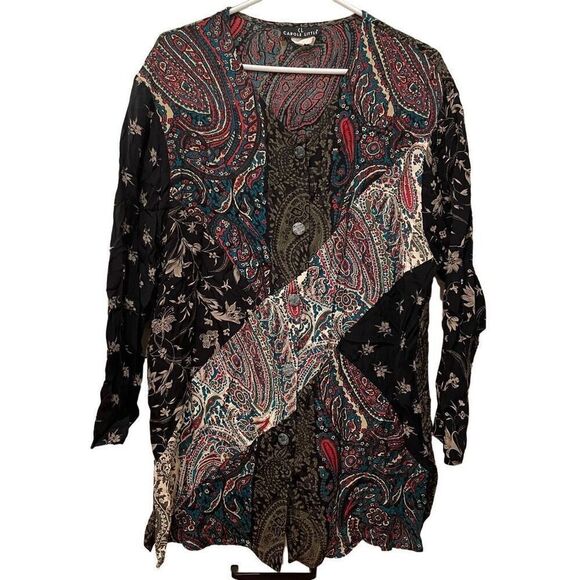 Vtg Carole Little Womens Jacket 10 Art to Wear Tunic Jacket Top French Fabric - Picture 1 of 4